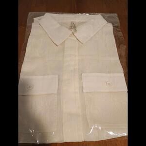 Color Story Slim Signature Sleeveless Button Up Beige Shirt 100% Poly  Size S